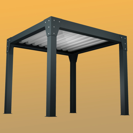 Pérgola bioclimática GREGAL autoportante - Blanco - 3,50x4,00 M - Motorización con pistón eléctrico y mando a distancia INTERSUN